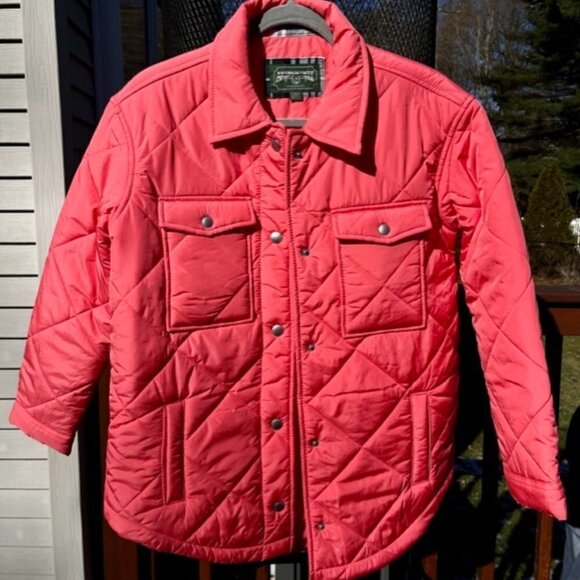 American Eagle NWOT Oversized Puffer Shacket Collared Lined Shirt Jacket Pink XS - Picture 3 of 12